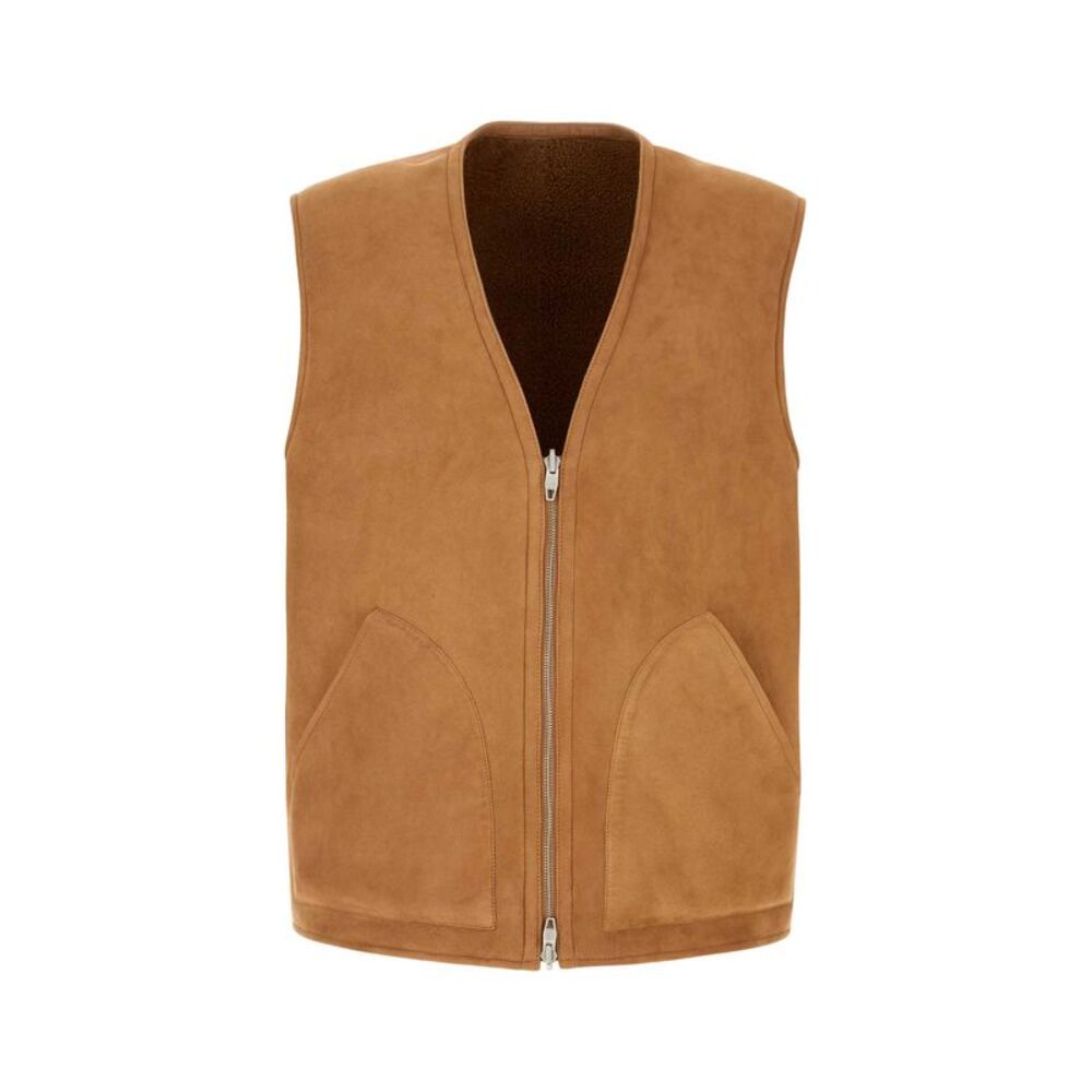 Umit Benan Men Camel Shearling Vest